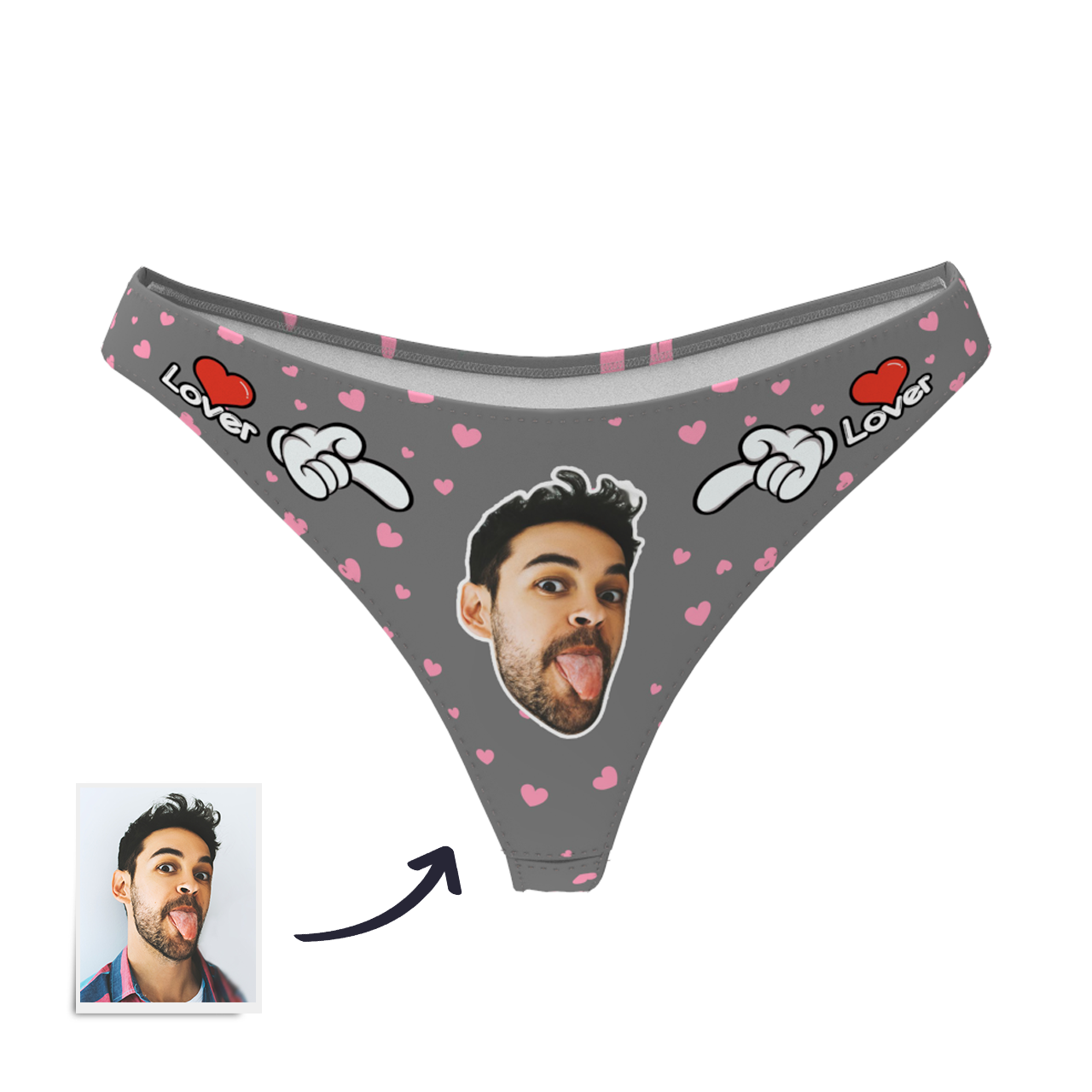 Women's Custom Face Thong Panty - Lover	 - MyFaceBoxerAU