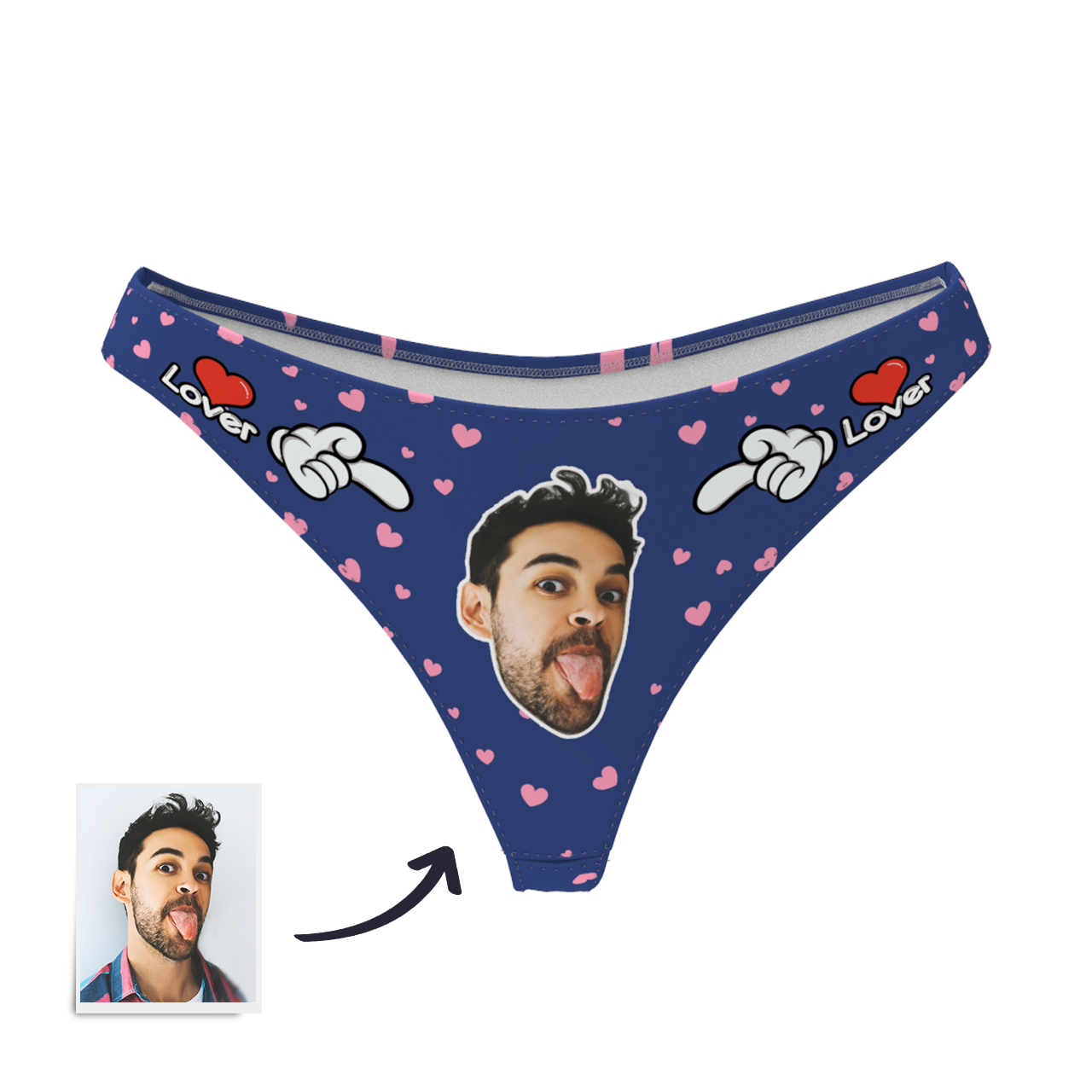 Valentine's Day Women's Custom Face Thong Panty - Lover - MyFaceBoxerAU