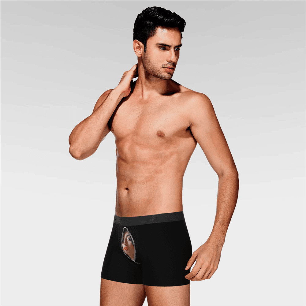 Men's Custom Zipper Face Boxer Brief Shorts - MyFaceBoxerAU