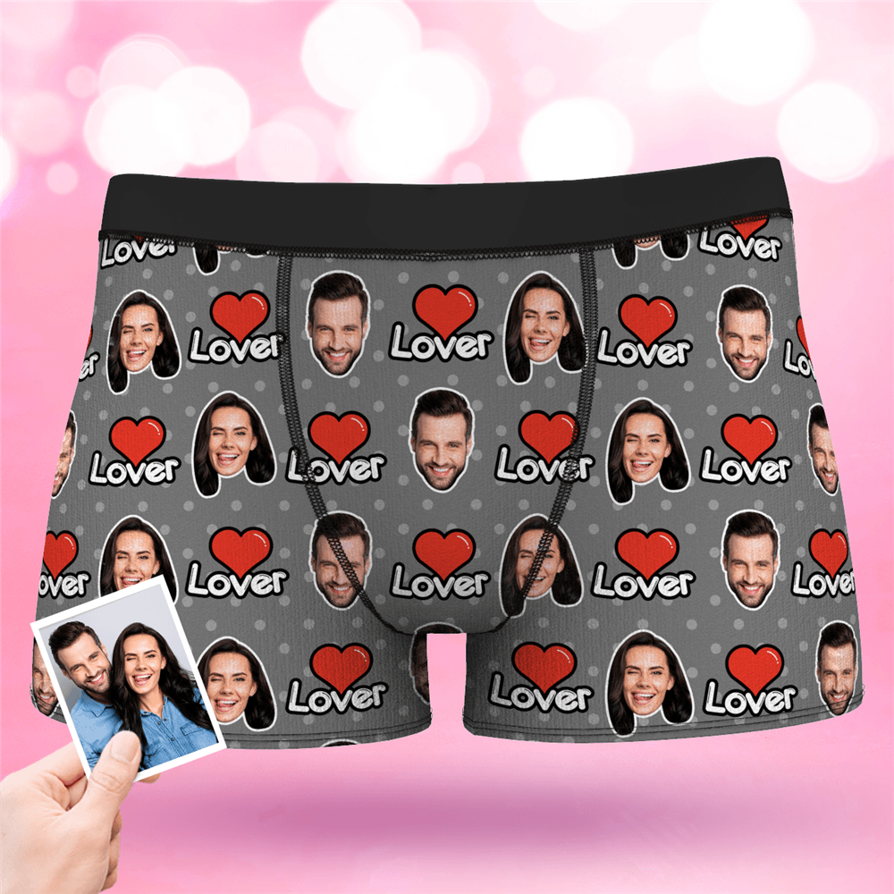 Valentine's Day Men's Custom Face Colorful Boxer-Lover - MyFaceBoxerAU