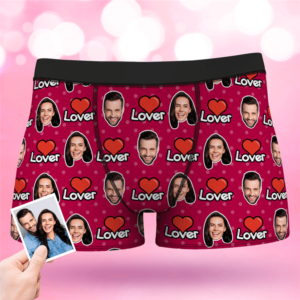 Valentine's Day Men's Custom Face Colorful Boxer-Lover - MyFaceBoxerAU