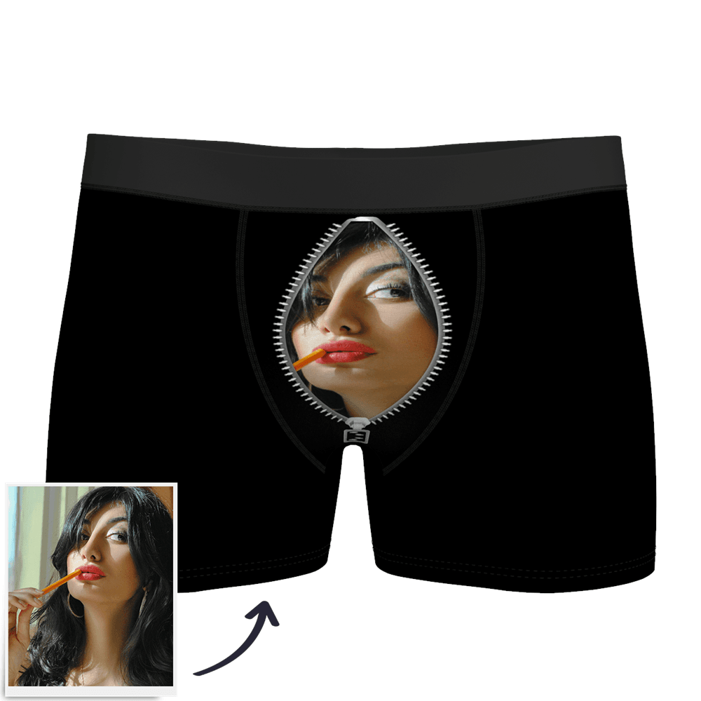 Men's Custom Zipper Face Boxer Brief Shorts - MyFaceBoxerAU