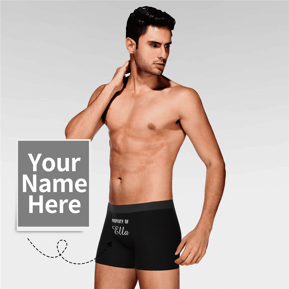 Men's Personalized Name Colorful Property of Boxer Shorts - MyFaceBoxerAU