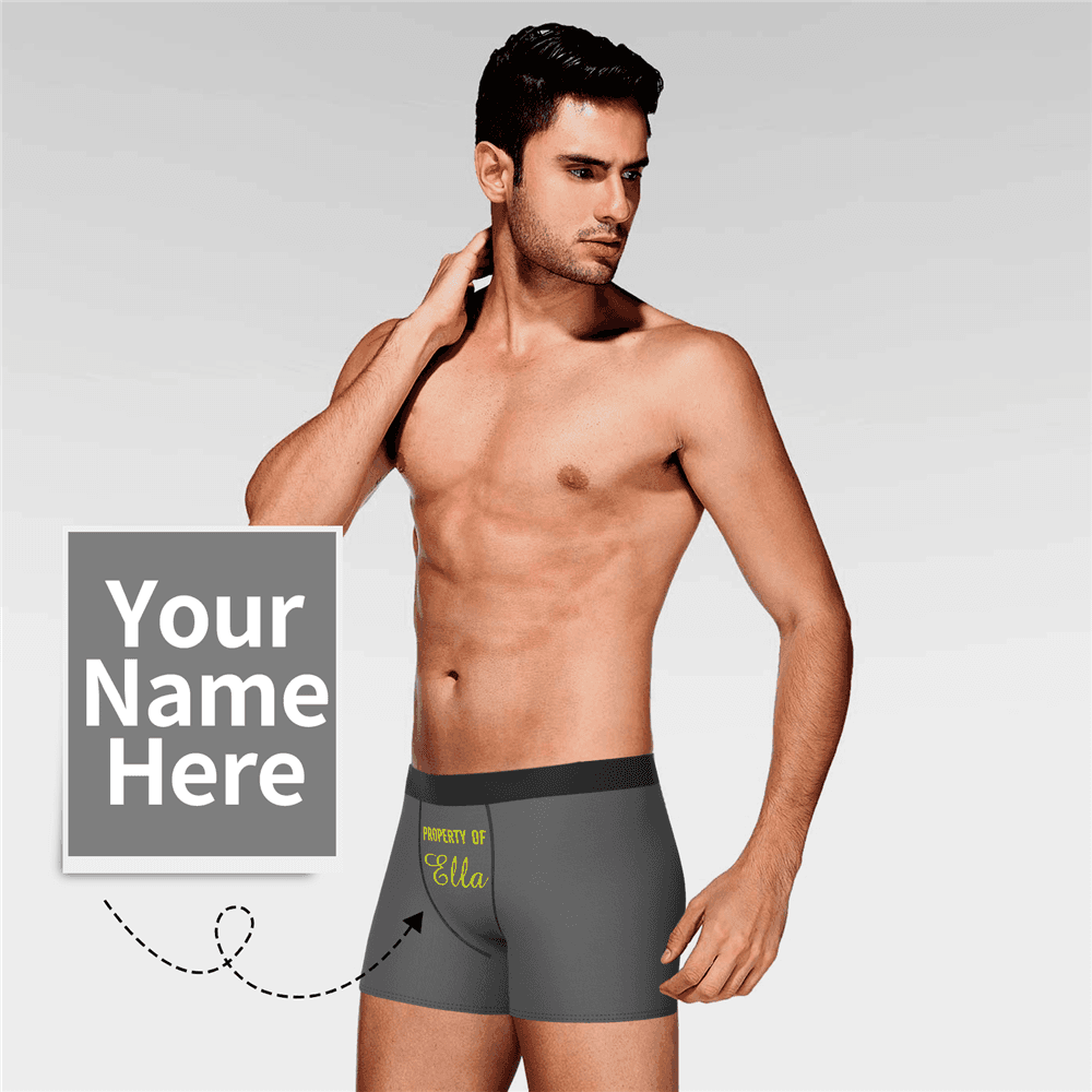Men's Personalized Name Colorful Property of Boxer Shorts - MyFaceBoxerAU