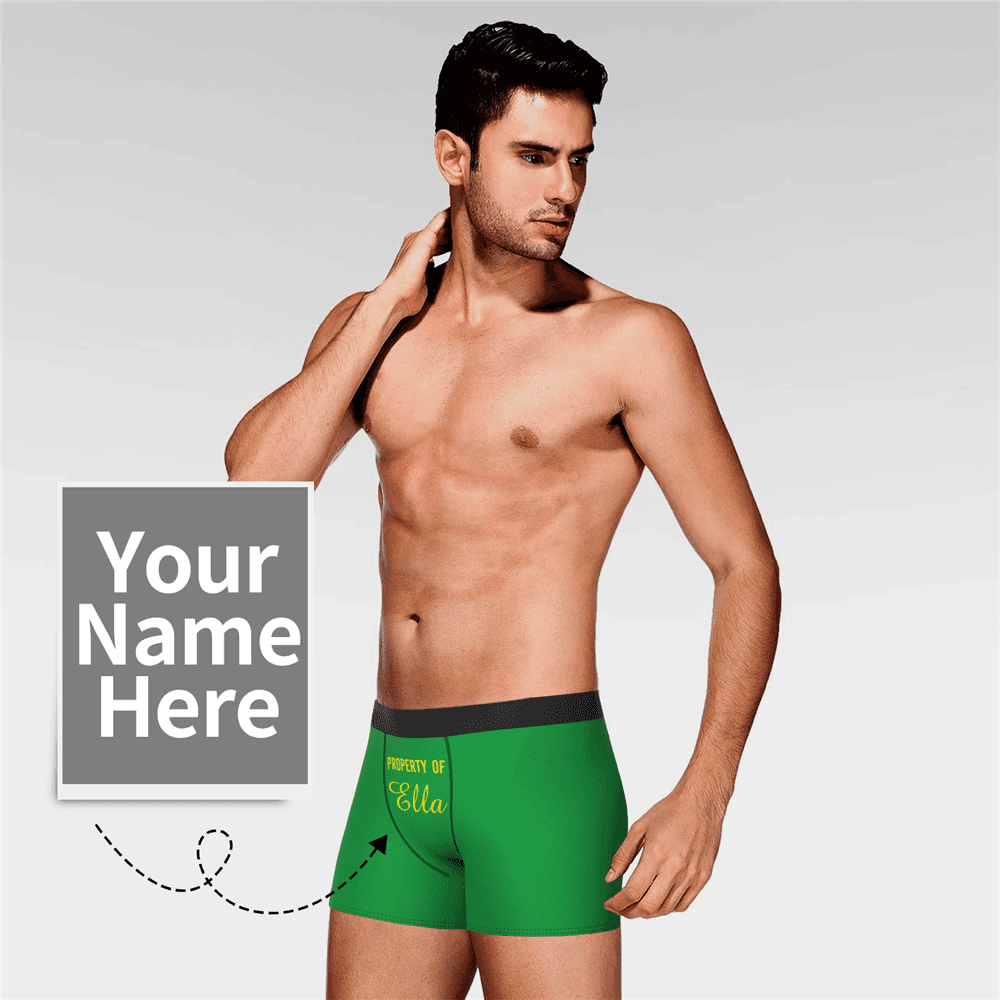 Men's Personalized Name Colorful Property of Boxer Shorts - MyFaceBoxerAU