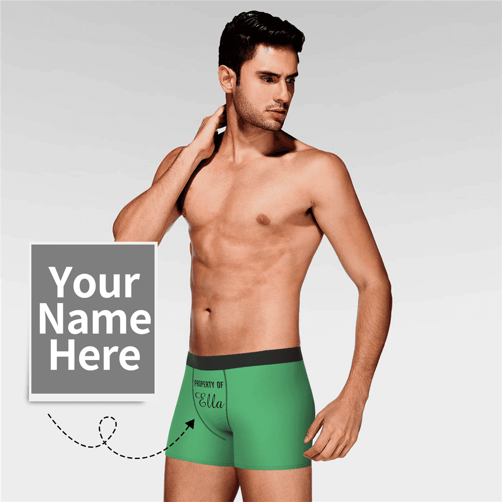 Men's Personalized Name Colorful Property of Boxer Shorts - MyFaceBoxerAU