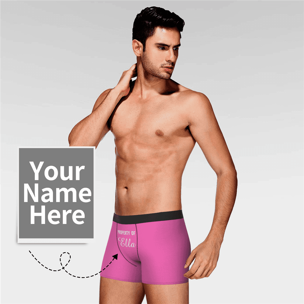 Men's Personalized Name Colorful Property of Boxer Shorts - MyFaceBoxerAU