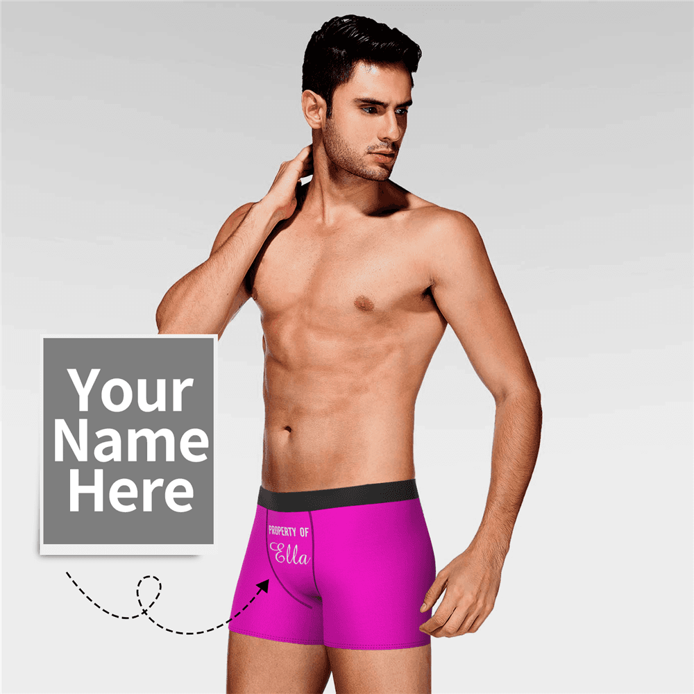 Men's Personalized Name Colorful Property of Boxer Shorts - MyFaceBoxerAU