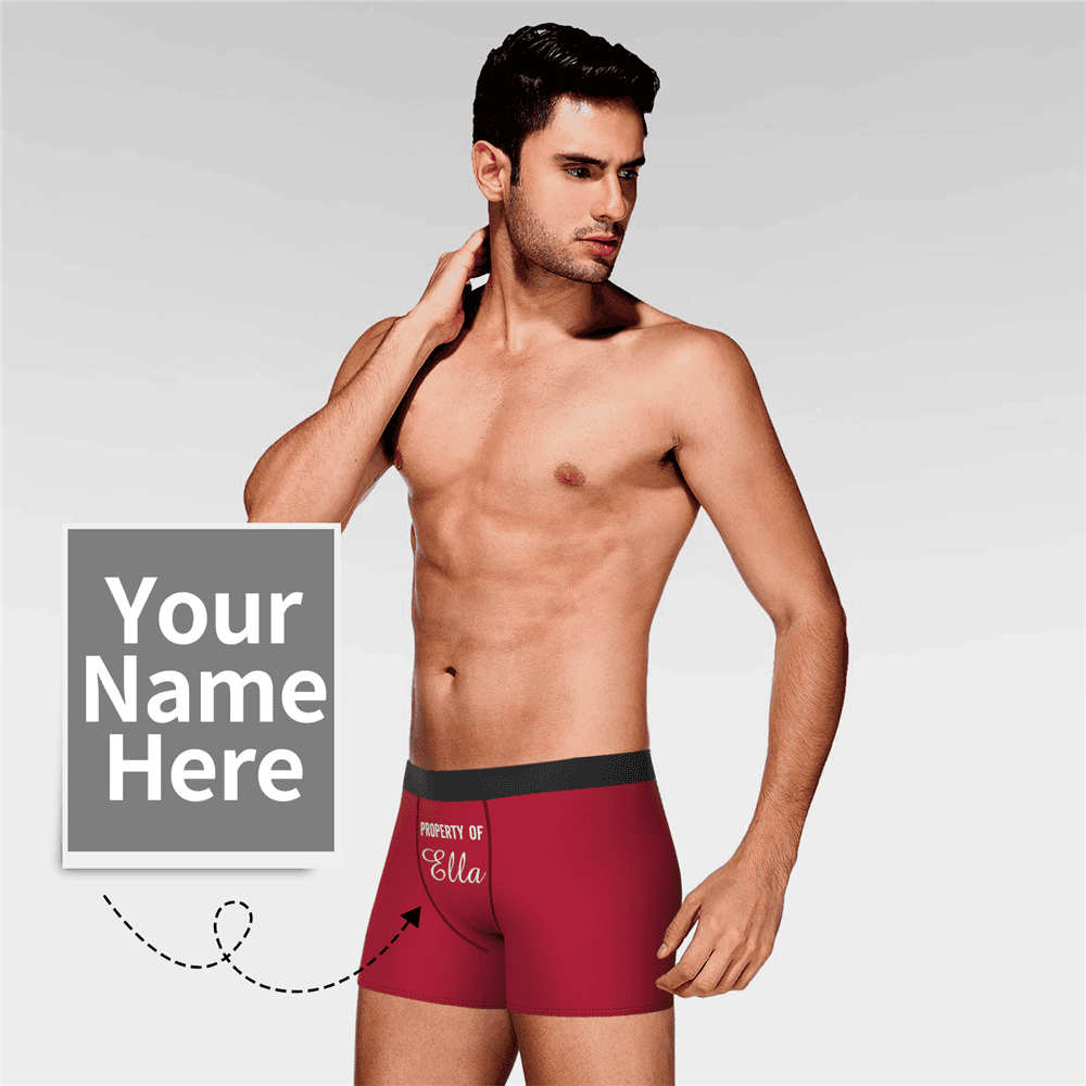 Men's Personalized Name Colorful Property of Boxer Shorts - MyFaceBoxerAU