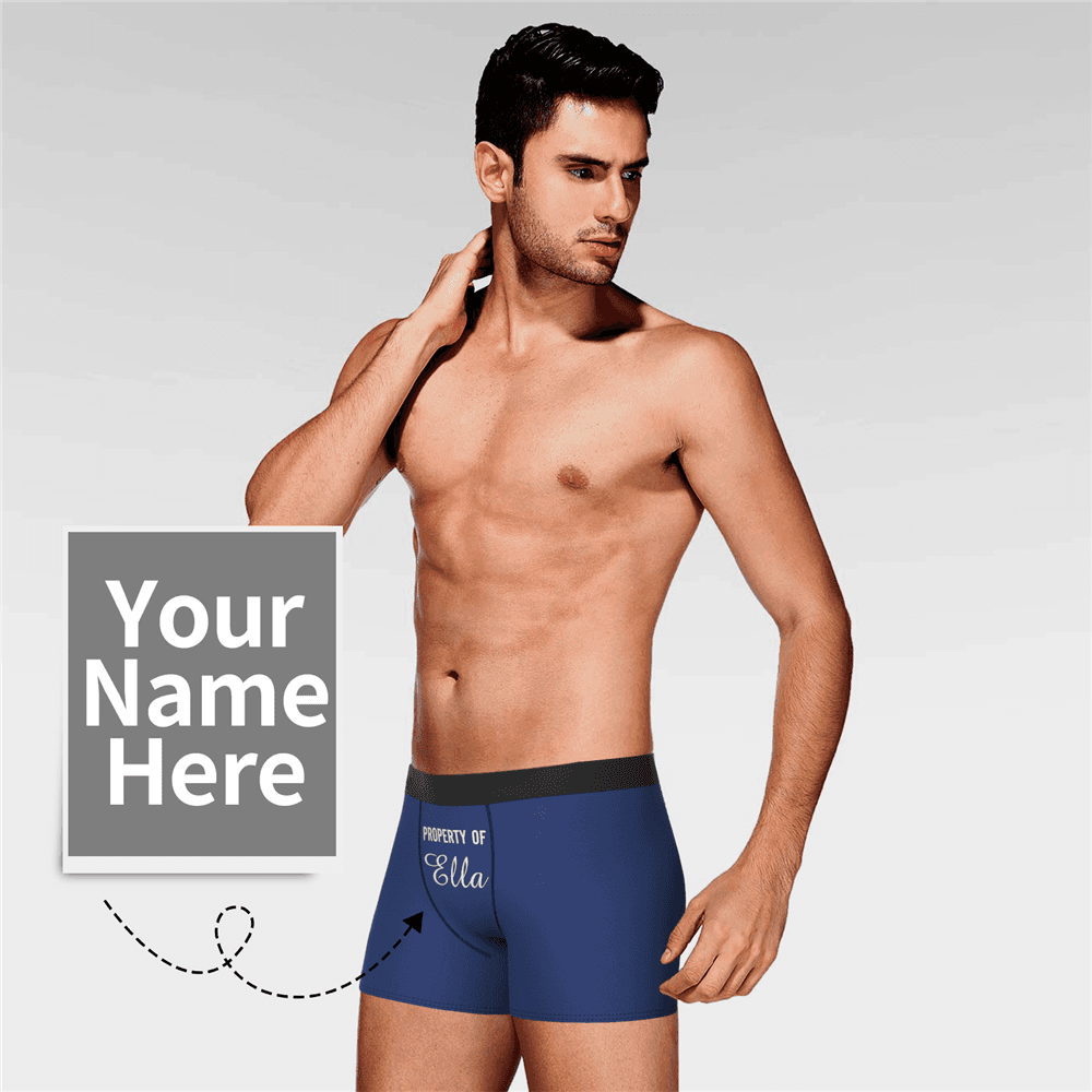 Men's Personalized Name Colorful Property of Boxer Shorts - MyFaceBoxerAU