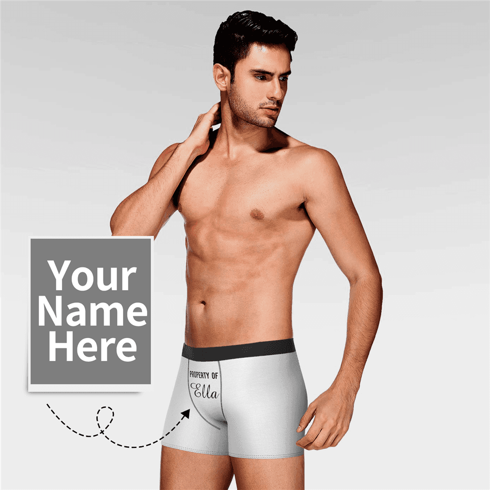 Men's Personalized Name Colorful Property of Boxer Shorts - MyFaceBoxerAU