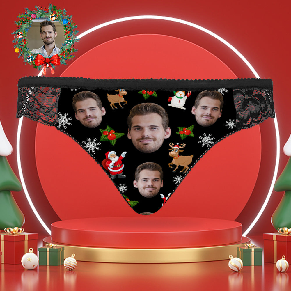 Custom Face Lace Panties Personalized Sexy Women Underwear Christmas Gifts