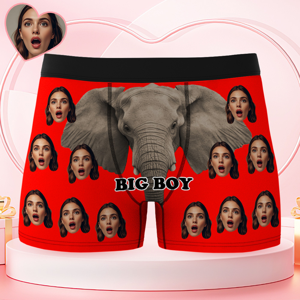Custom Face Men's Underwear Big Boy Personalized Photo Men's Boxer Briefs Valentine's Gifts - MyfaceboxerAU