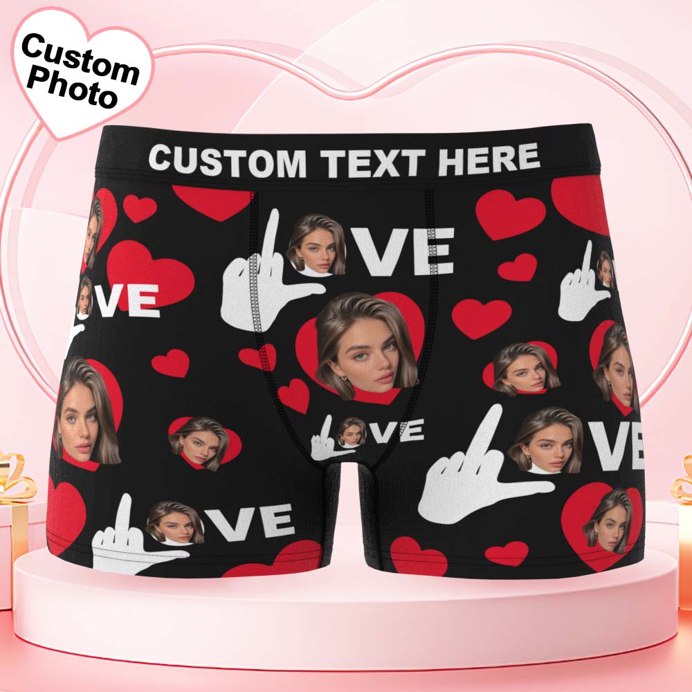 Valentine's Day Gifts Custom Face Men's Underwear Personalized Boxer Briefs Gifts for Him Love Gesture