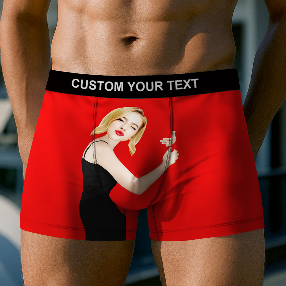 Custom Photo Underwear Men's Boxer Briefs Breathable Ice Silk Personalized Face Boxers - MyfaceboxerAU