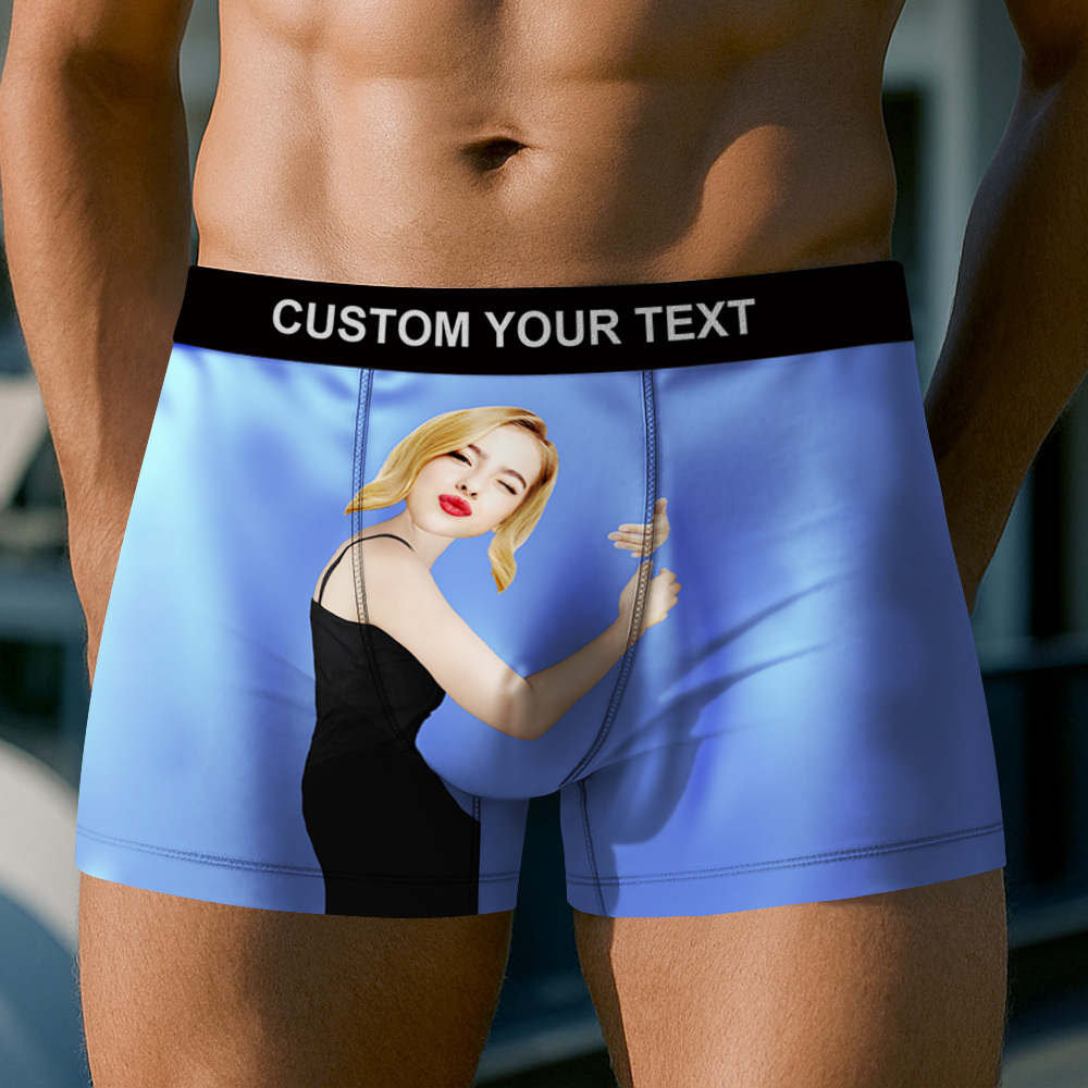 Custom Photo Underwear Men's Boxer Briefs Breathable Ice Silk Personalized Face Boxers - MyfaceboxerAU