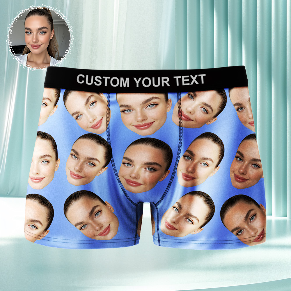 Custom Big Face Underwear Men's Boxer Briefs Breathable Ice Silk Personalized Photo Boxers - MyfaceboxerAU