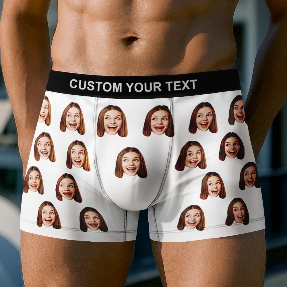 Custom Face Underwear Men's Boxer Briefs Personalized Photo Boxers Breathable Ice Silk - MyfaceboxerAU