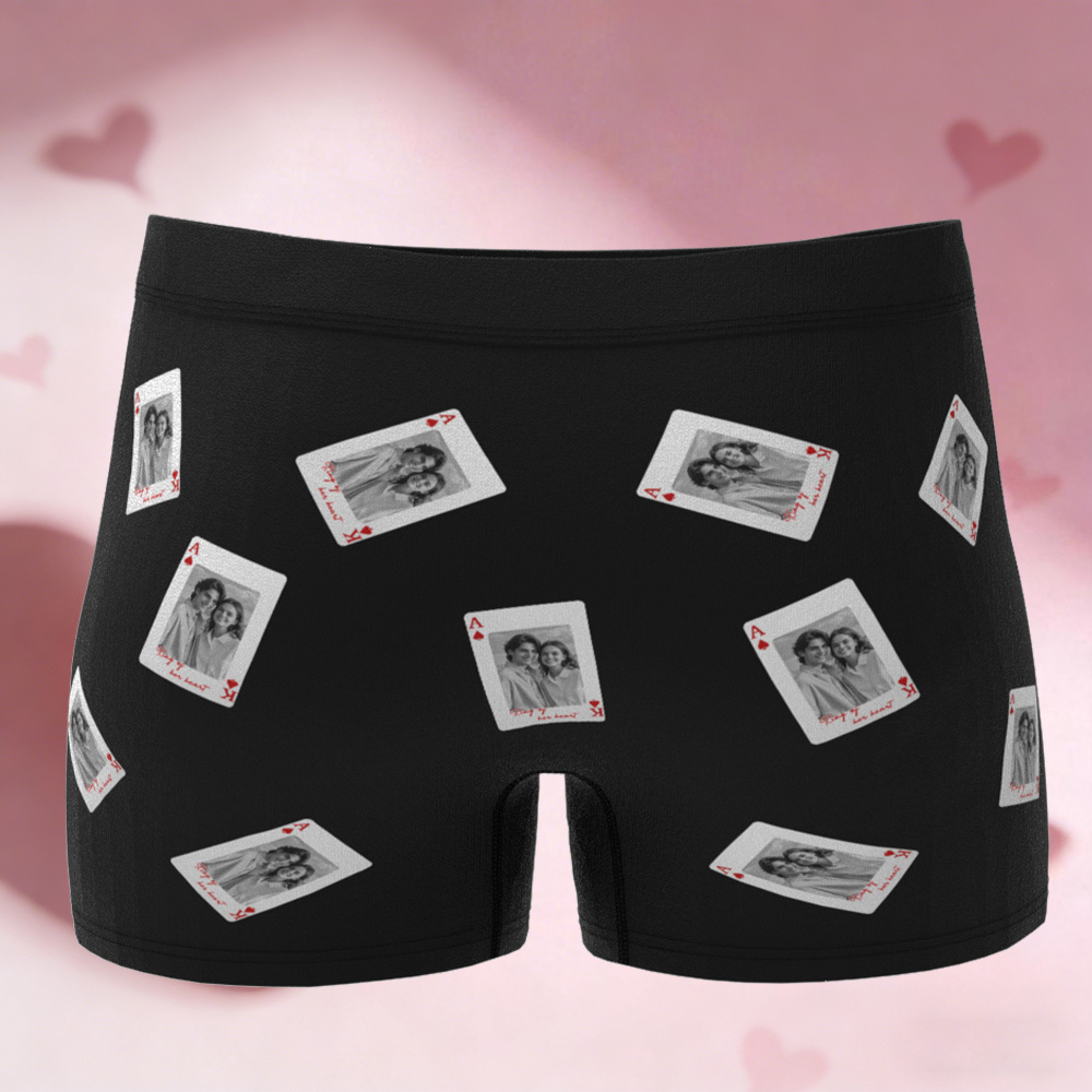 Valentine's Gifts Custom Photo Men's Underwear Personalised King Queen Boxer Briefs - MyfaceboxerAU