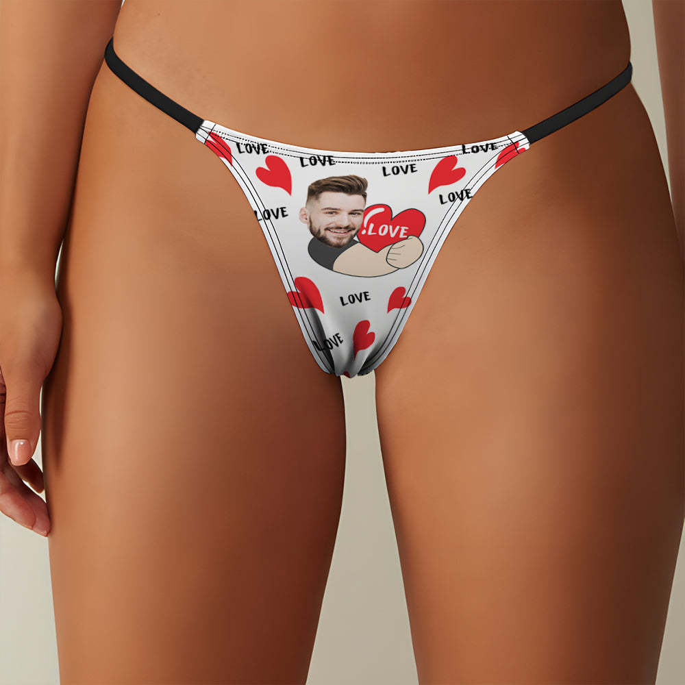 Custom Face Women's Tanga Love Heart Women's Thong - MyFaceBoxerAU