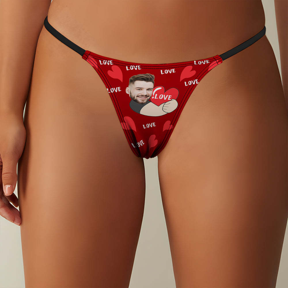 Custom Face Women's Tanga Love Heart Women's Thong - MyFaceBoxerAU