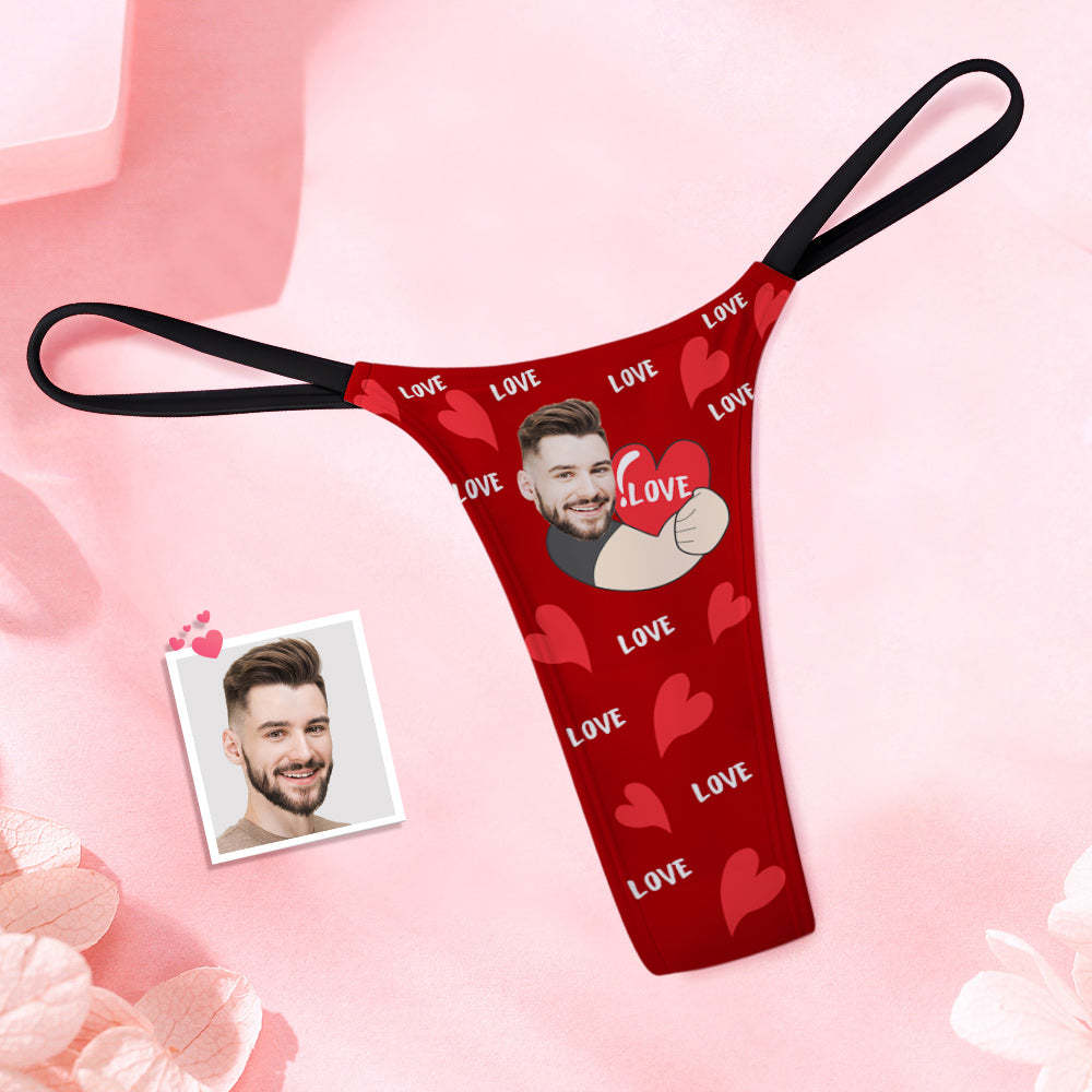 Custom Face Women's Tanga Love Heart Women's Thong - MyFaceBoxerAU