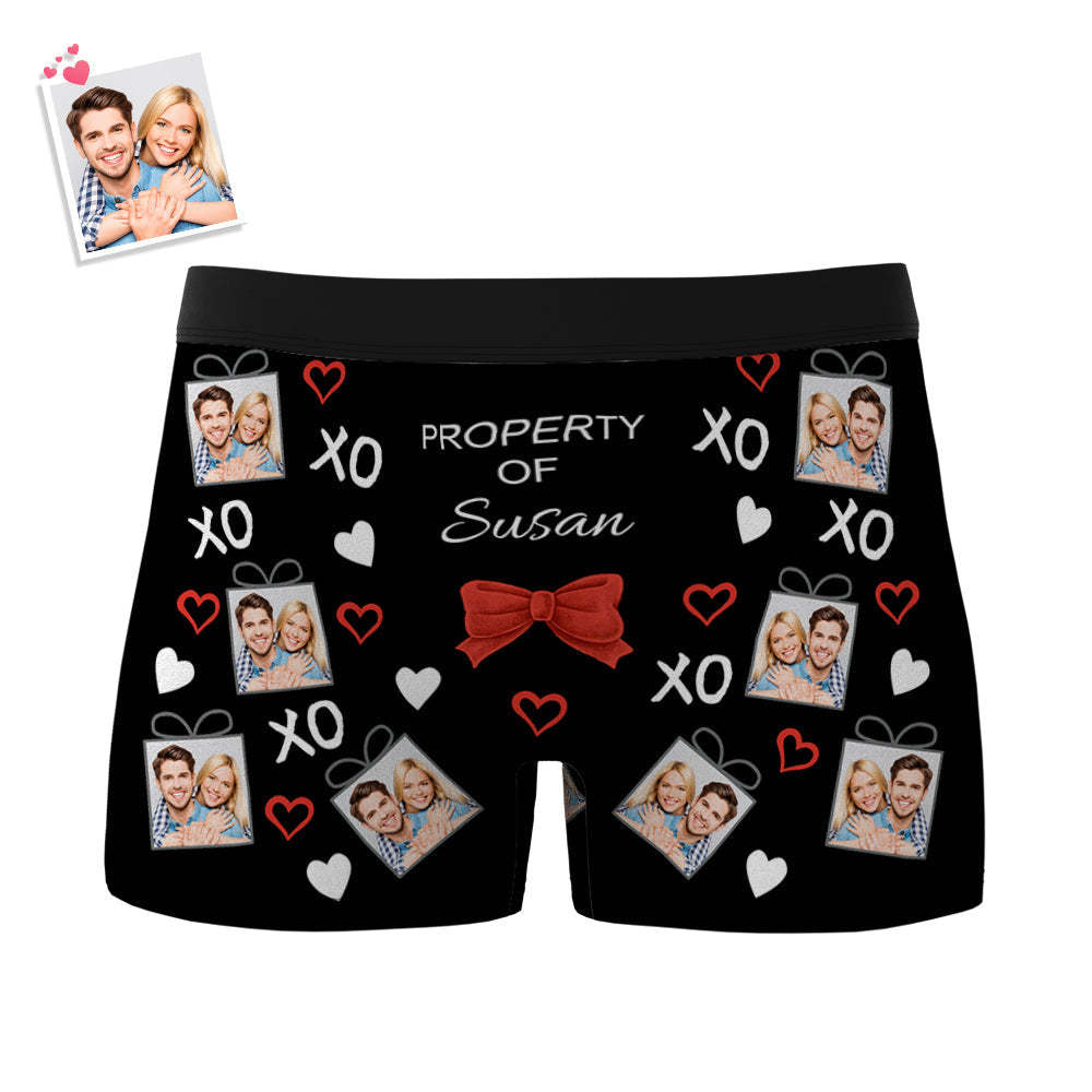 Custom Men's Photo Boxers Bow Tie Personalized Property Of Face Underwear - MyFaceBoxerAU