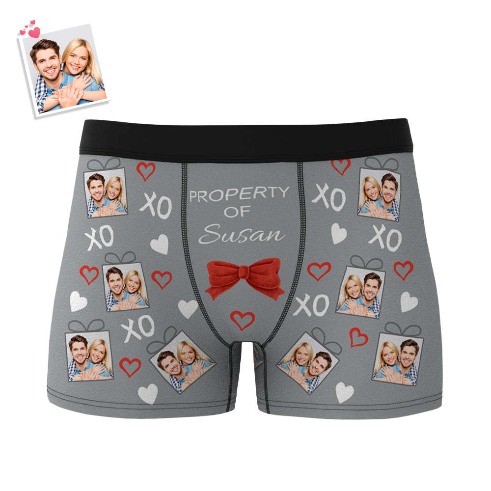 Custom Men's Photo Boxers Bow Tie Personalized Property Of Face Underwear - MyFaceBoxerAU