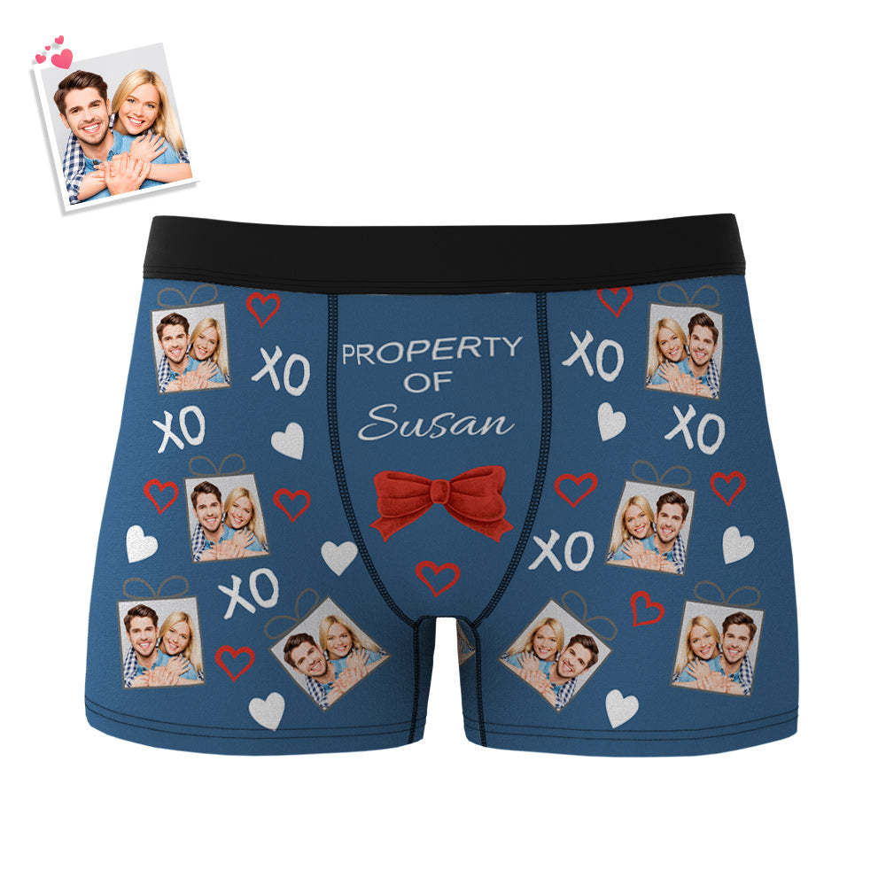Custom Men's Photo Boxers Bow Tie Personalized Property Of Face Underwear - MyFaceBoxerAU