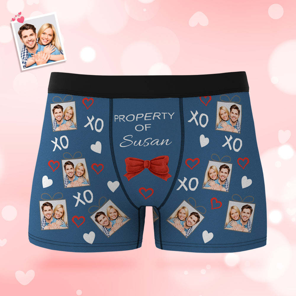 Custom Men's Photo Boxers Bow Tie Personalized Property Of Face Underwear - MyFaceBoxerAU