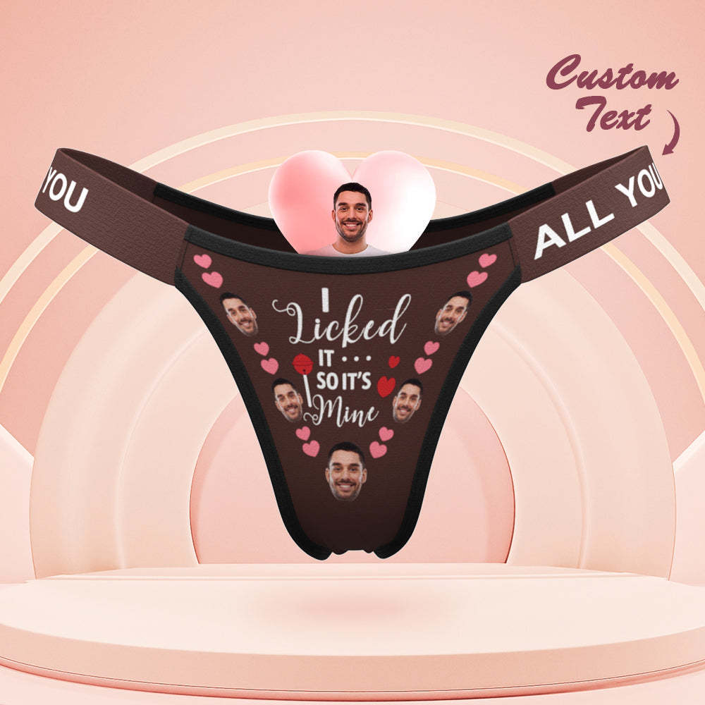 Custom Boyfrined Face Panties I Licked It Personalized Waistband Engraved Thong Naughty Gift for Her - MyFaceBoxerAU