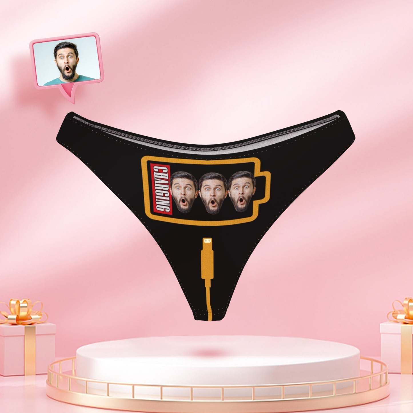 Custom Thong Women Thong with Face Personalized Sexy Thong for Women Funny Charging Underwear Custom Brief Gift for Girlfriend - MyFaceBoxerAU