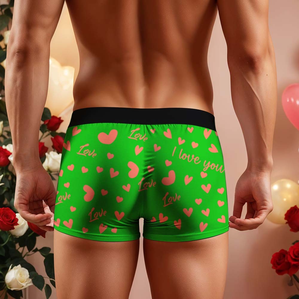 Custom Men's Face Boxer Underwear Personalized Boxer Briefs with Heart Pattern Special Present for Valentine's Day - MyFaceBoxerAU