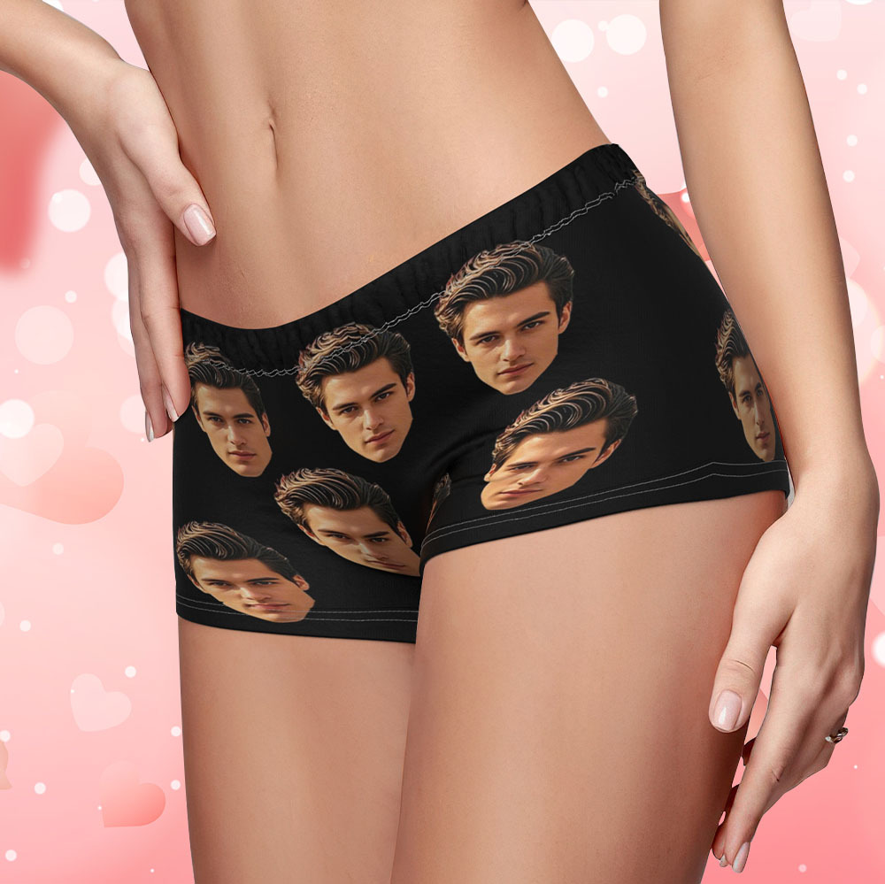 Custom Big Face Women's Boy Short Personalized Boyfriend Face Underwear Gifts For Her - MyFaceBoxer