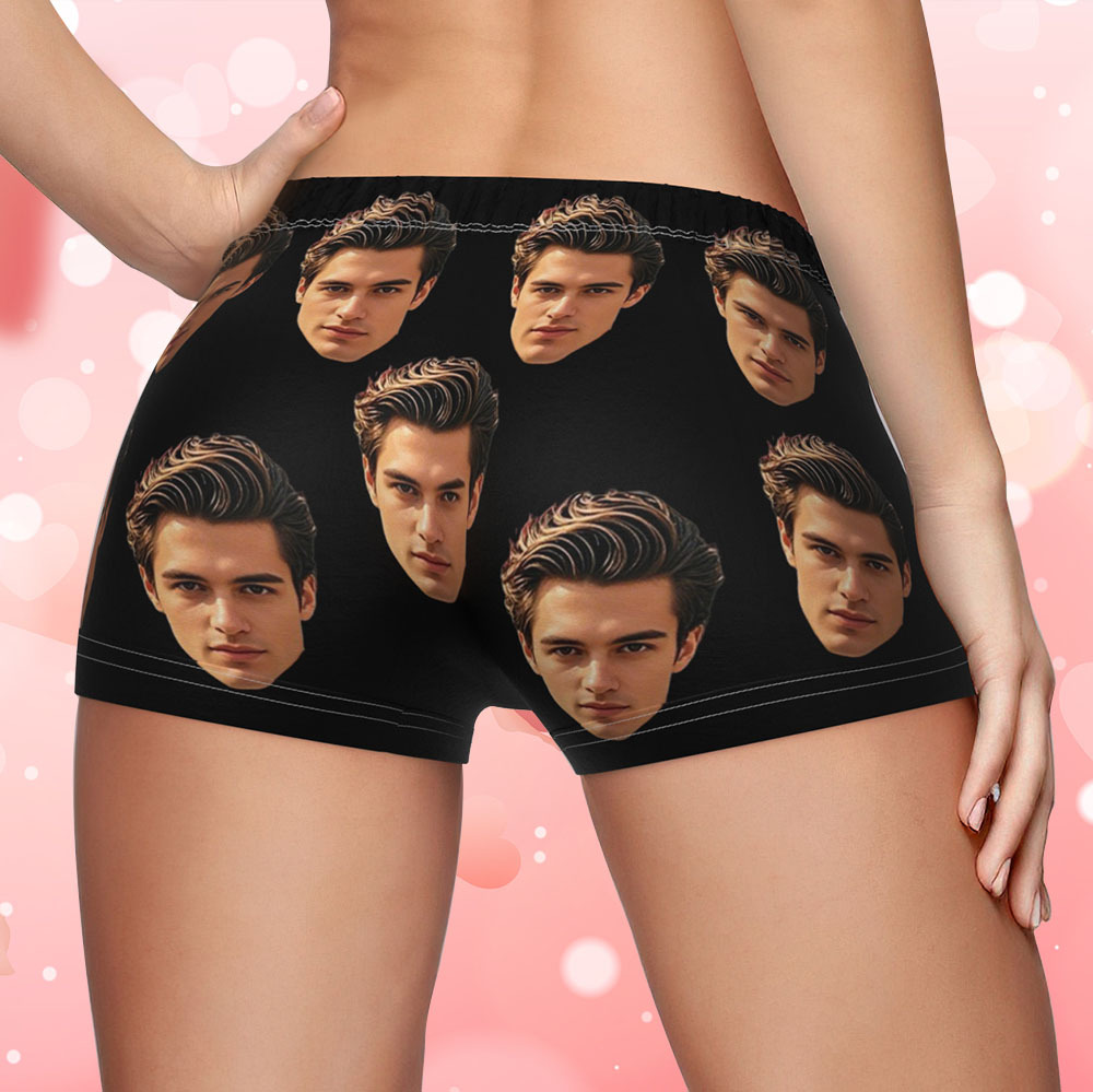 Custom Big Face Women's Boy Short Personalized Boyfriend Face Underwear Gifts For Her - MyFaceBoxer