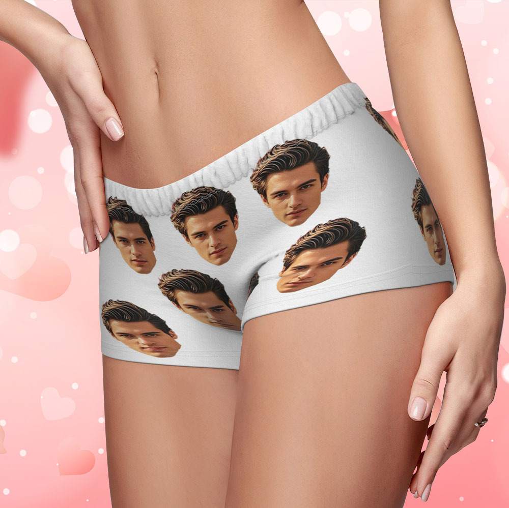 Custom Big Face Women's Boy Short Personalized Boyfriend Face Underwear Gifts For Her - MyFaceBoxer