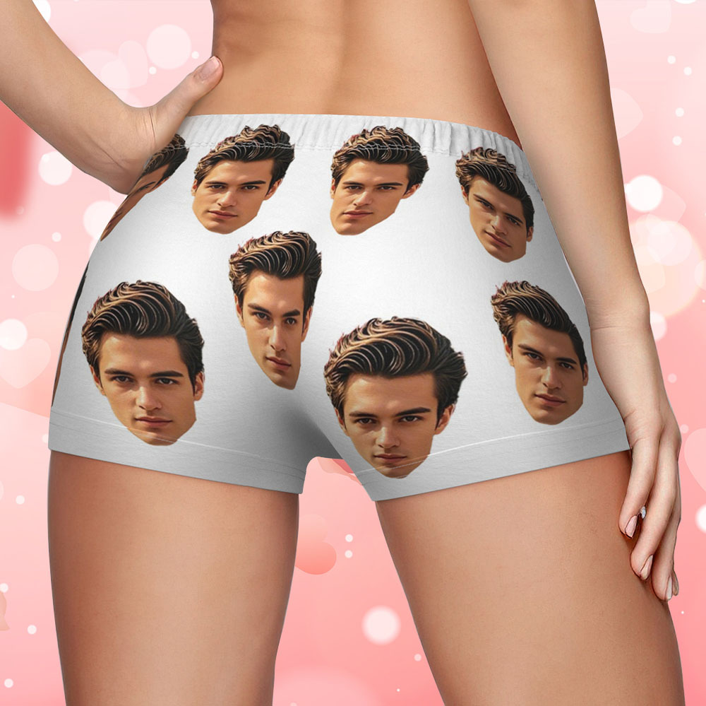 Custom Big Face Women's Boy Short Personalized Boyfriend Face Underwear Gifts For Her - MyFaceBoxer
