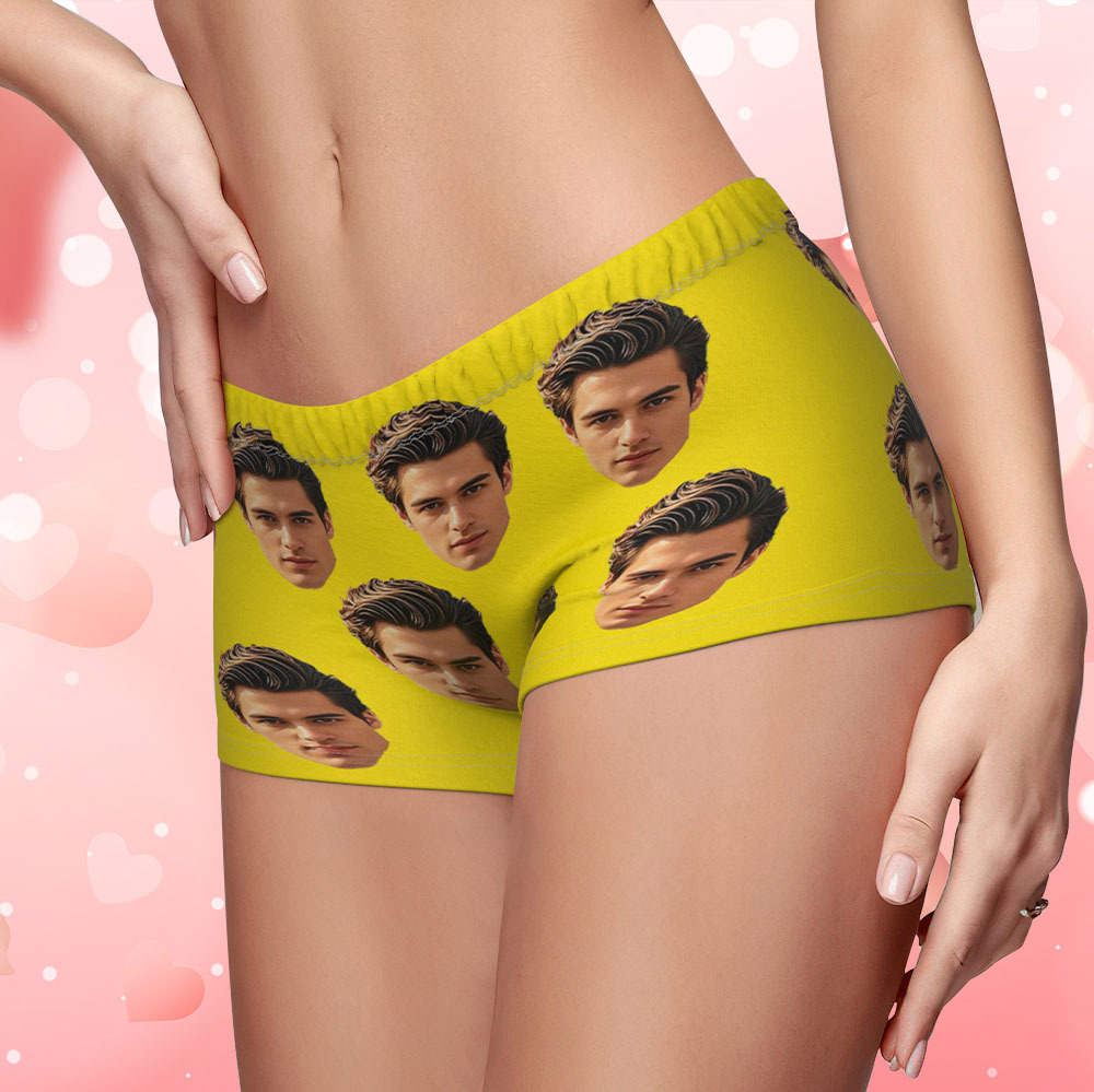 Custom Big Face Women's Boy Short Personalized Boyfriend Face Underwear Gifts For Her - MyFaceBoxer