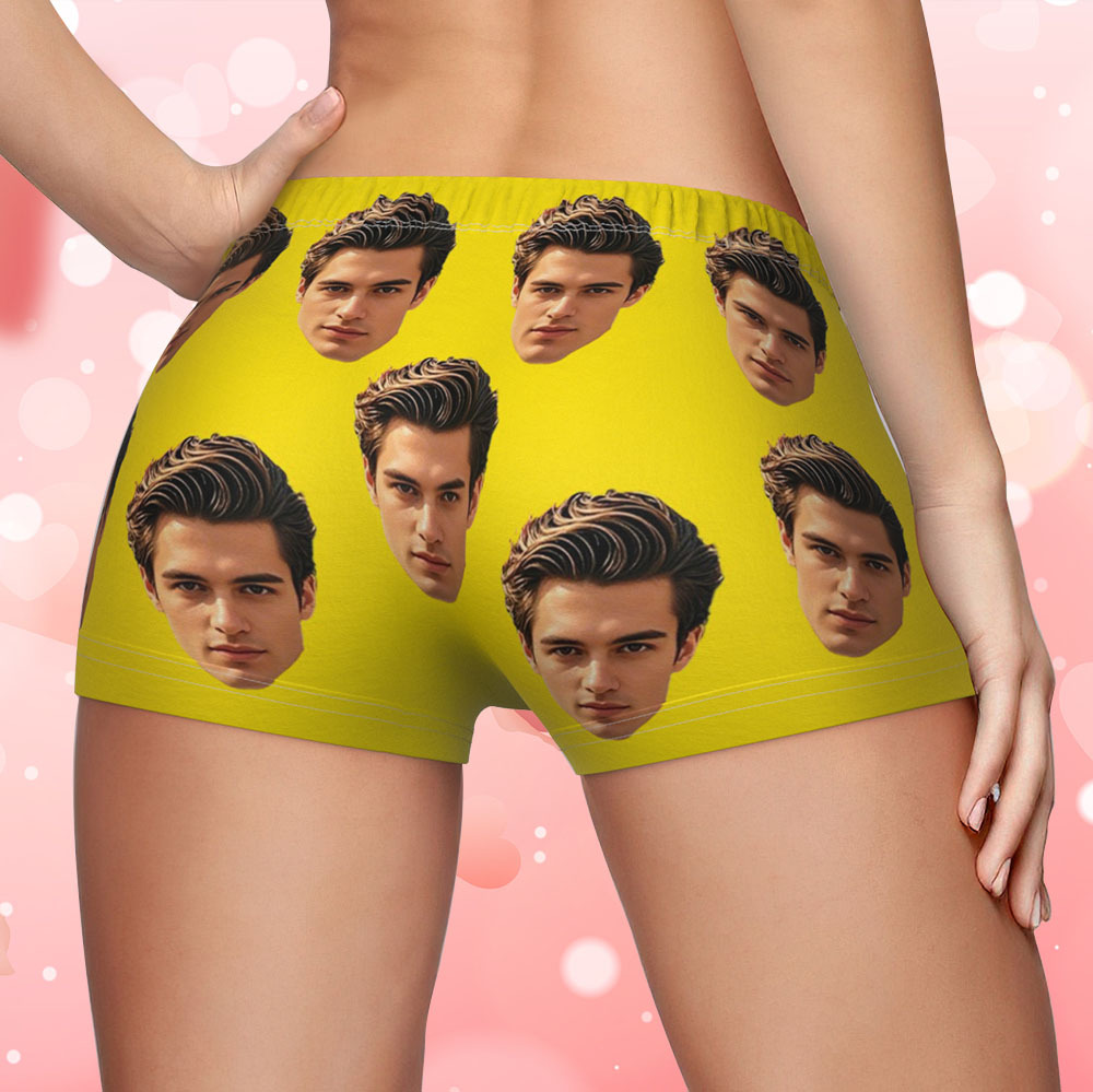 Custom Big Face Women's Boy Short Personalized Boyfriend Face Underwear Gifts For Her - MyFaceBoxer