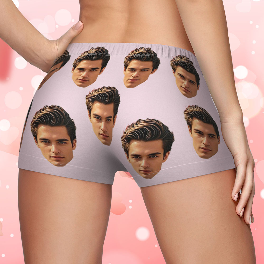 Custom Big Face Women's Boy Short Personalized Boyfriend Face Underwear Gifts For Her - MyFaceBoxer