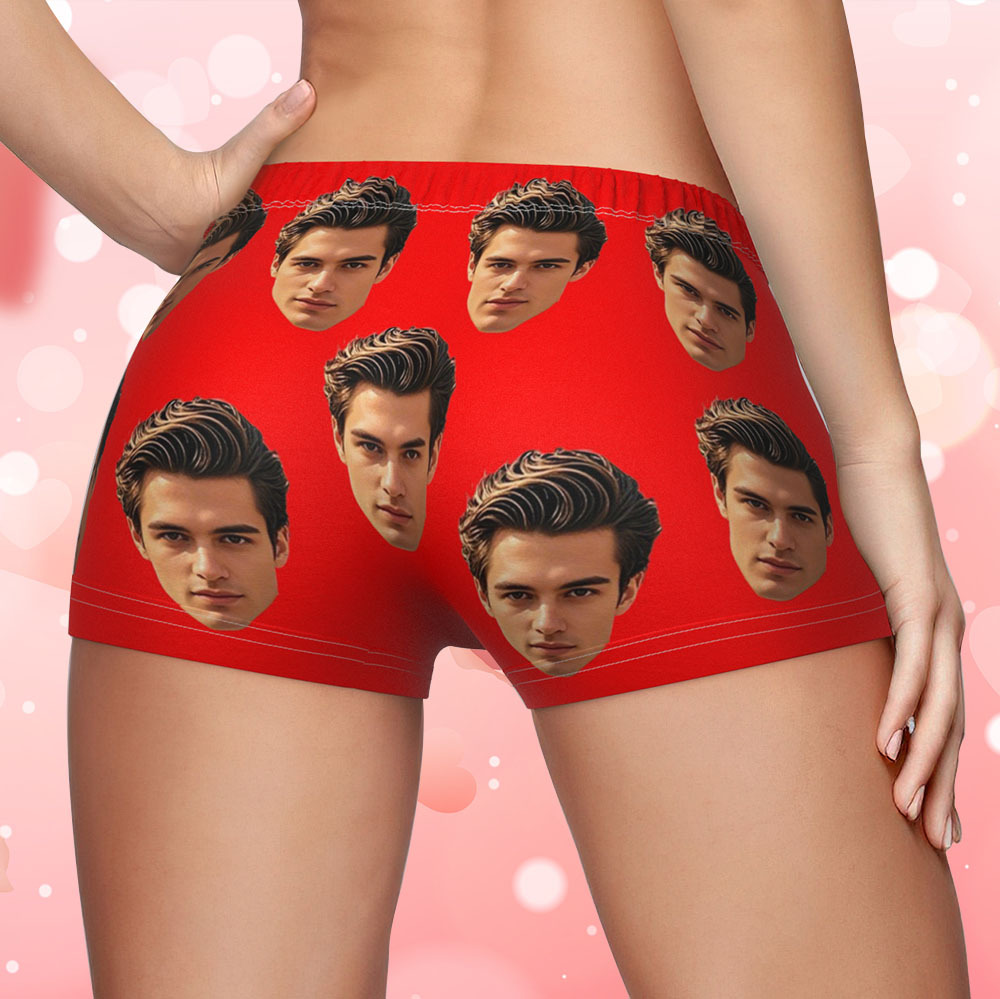 Custom Big Face Women's Boy Short Personalized Boyfriend Face Underwear Gifts For Her - MyFaceBoxer
