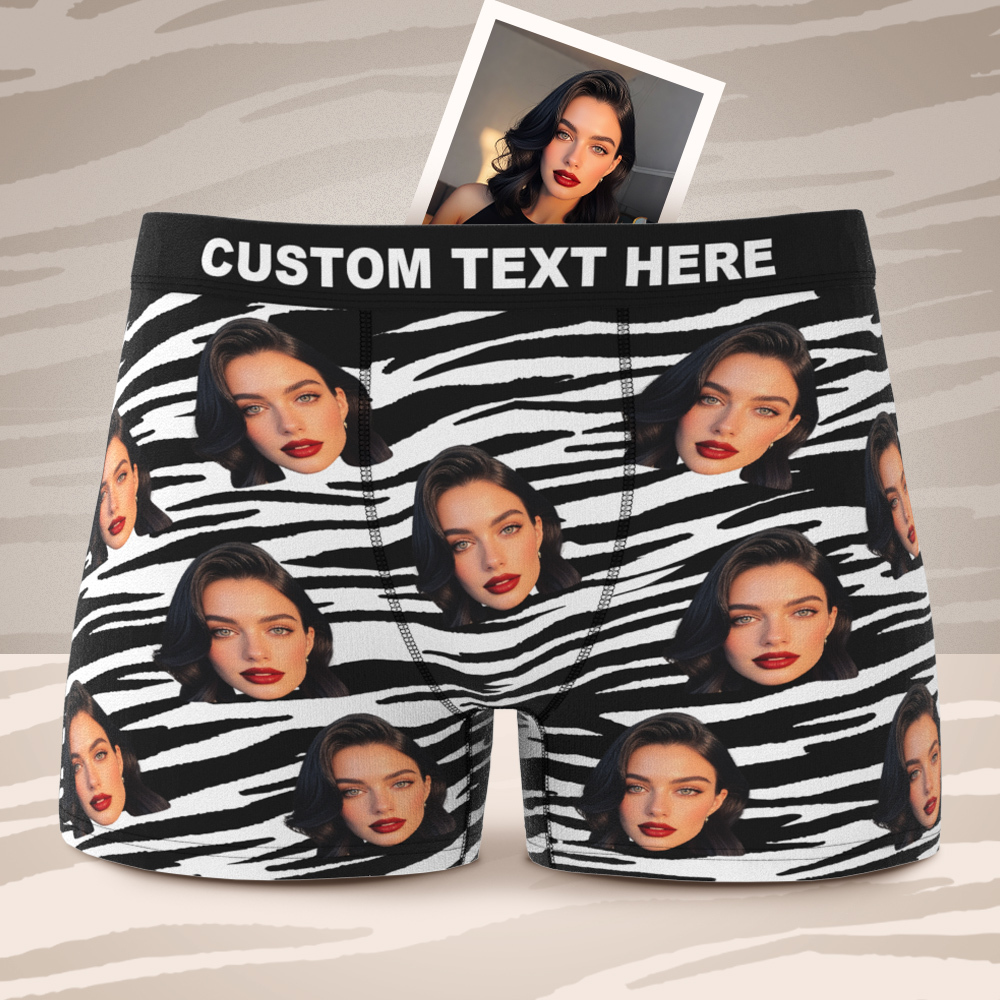 Valentine's Gift Custom Face Boxer Sexy Striped Underwear Personalized Boxer Briefs for Boyfriend - MyFaceBoxerAU