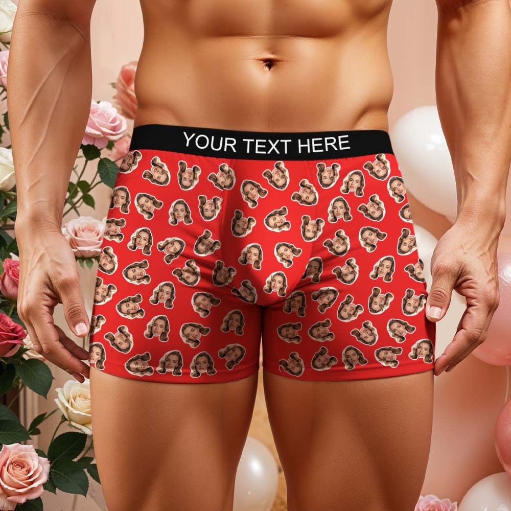 Valentine's Gift Custom Mini Face Boxer Personalized Boxer Briefs for Boyfriend - MyFaceBoxerAU