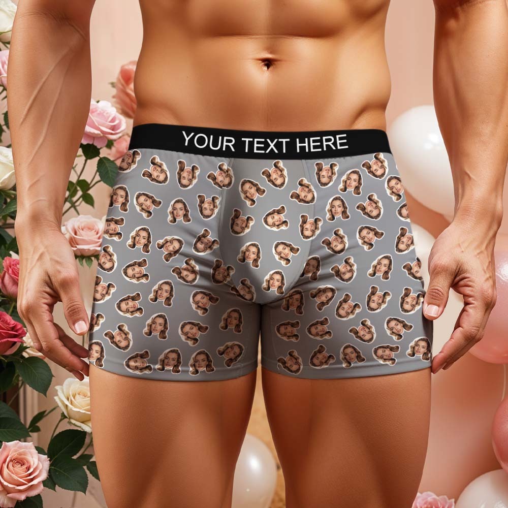 Valentine's Gift Custom Mini Face Boxer Personalized Boxer Briefs for Boyfriend - MyFaceBoxerAU