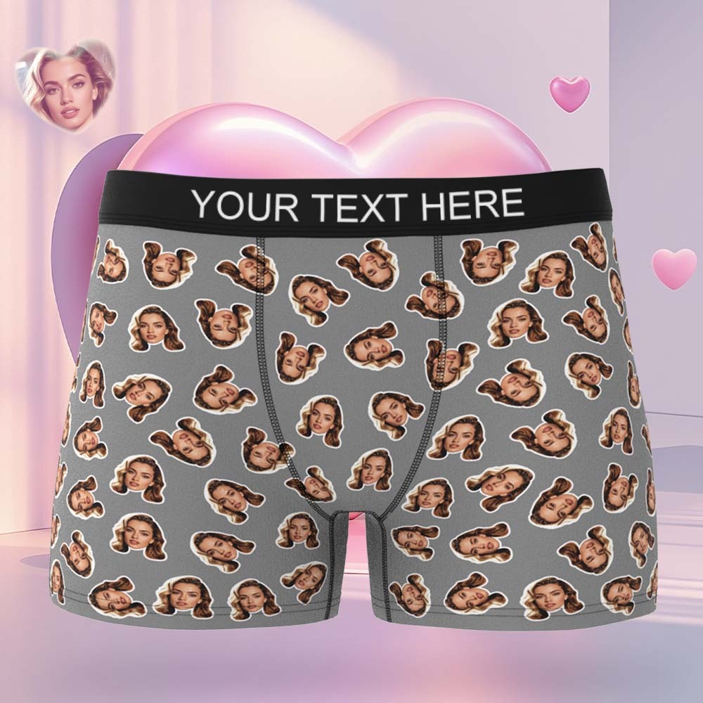 Valentine's Gift Custom Mini Face Boxer Personalized Boxer Briefs for Boyfriend - MyFaceBoxerAU