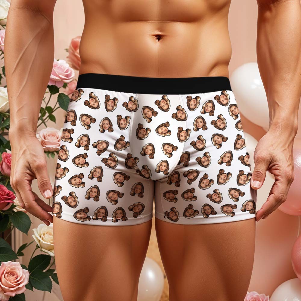 Valentine's Gift Custom Mini Face Boxer Personalized Boxer Briefs for Boyfriend - MyFaceBoxerAU