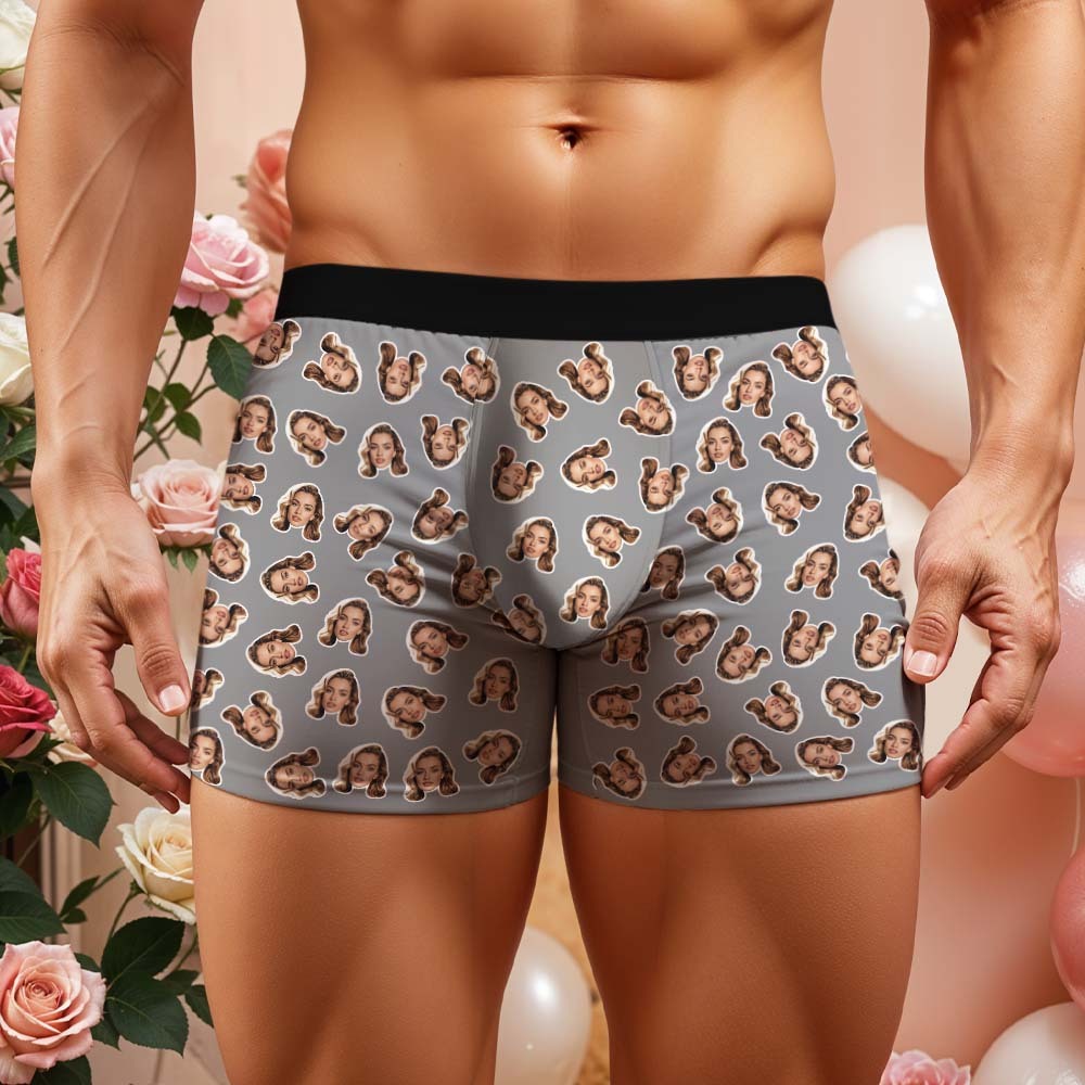 Valentine's Gift Custom Mini Face Boxer Personalized Boxer Briefs for Boyfriend - MyFaceBoxerAU