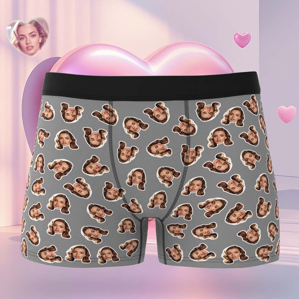 Valentine's Gift Custom Mini Face Boxer Personalized Boxer Briefs for Boyfriend - MyFaceBoxerAU