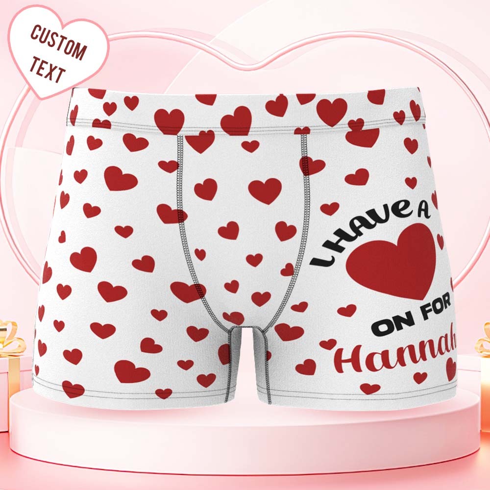 Custom Men's Boxer Shorts Heart On For Personalized Name Valentine's Day Gift - MyFaceBoxerAU