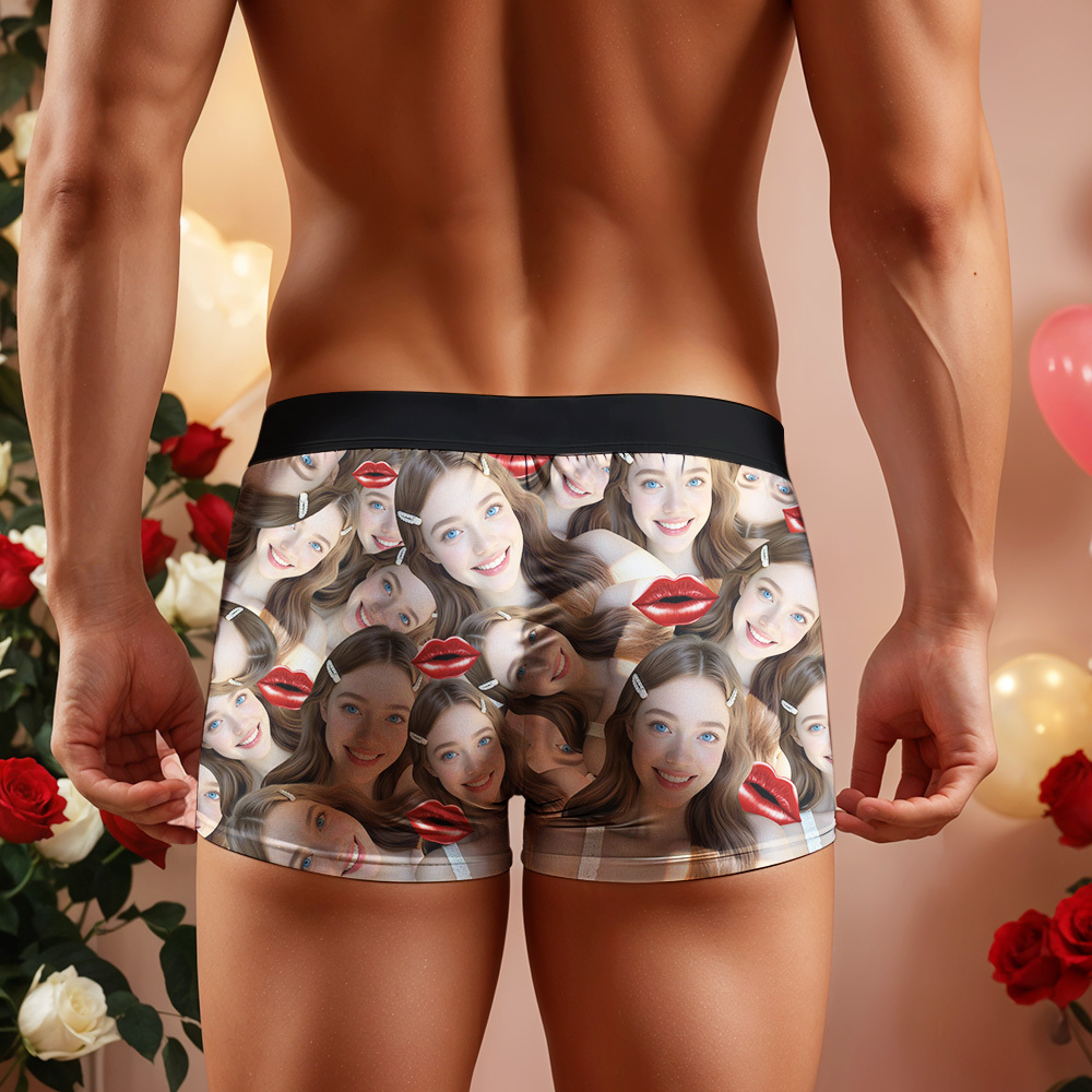 Personalized Men's Boxer Shorts Personalized Sexy Red Lips Underwear Gift for Boyfriend Valentines Gift for Husband - MyFaceBoxerAU